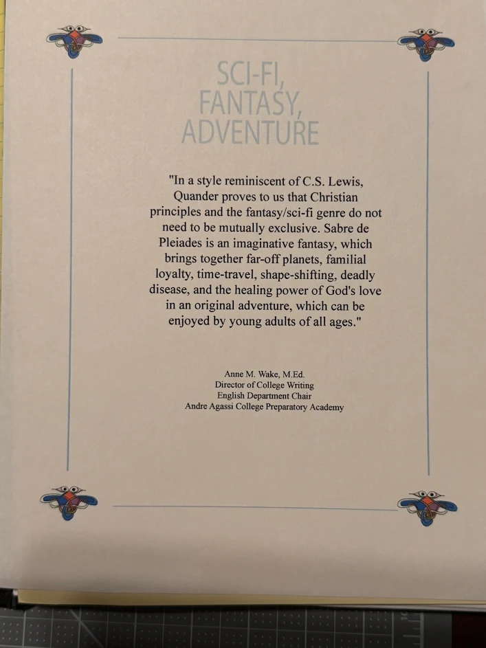Review and testimonial for Sabre de Pleiades